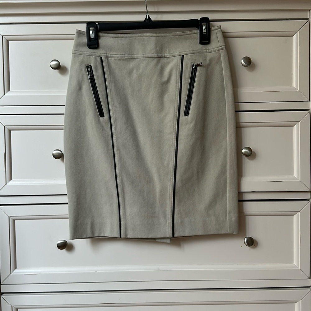 Ann Taylor Knee Length Skirt w/ Leather Trim